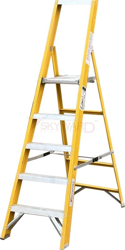 Model No. F8400 Fibreglass Swingback Platform Ladder for Electrical and Commercial Access Use, Professional Insulated Working Ladder for Maintenance, Repair and Installation Tasks